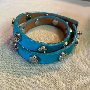 Tory Burch Turquoise Leather Double Wrap Bracelet NWOT